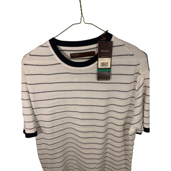 Perry Ellis Mens Striped Tee - Nautical Vibes & Instant Swagger - Picture 1 of 6